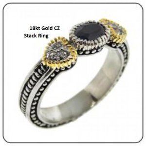 2 toned ring antiqued white 18 kt gold plate NWT